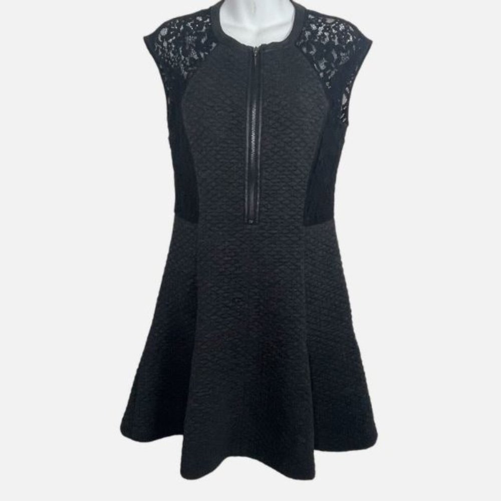 Rebecca Taylor quilted zip front Lacey sleeve dress
